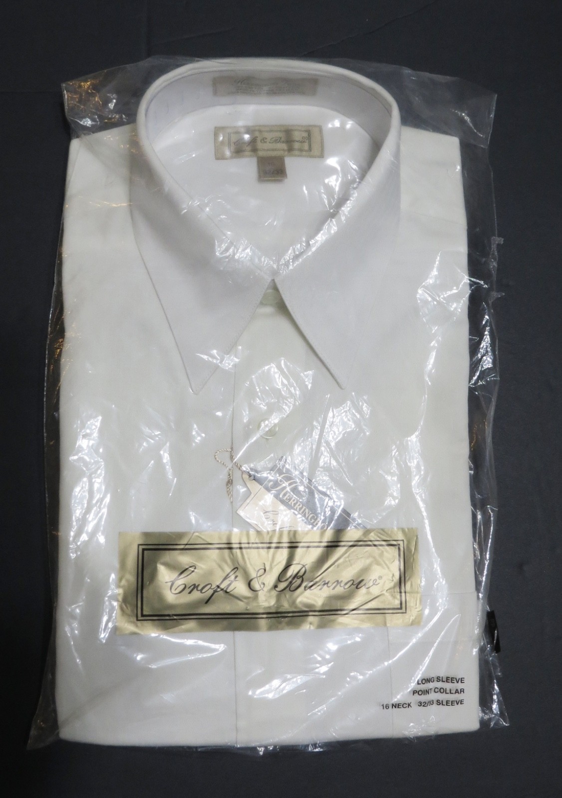 Mens Croft & Barrow White Dress Shirt 16 32/33 Herringbone Twill 60/40 Cot. Poly