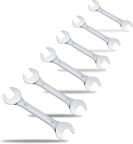 6Pcs Super Thin Open End Wrenches Set, Premium Mirror Polish Metric Silver