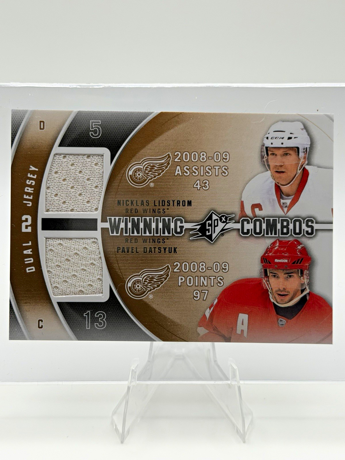 2011-12 SPx Lidstrom Datsyuk Winning Combos Dual Game Used Jersey #WC-LD
