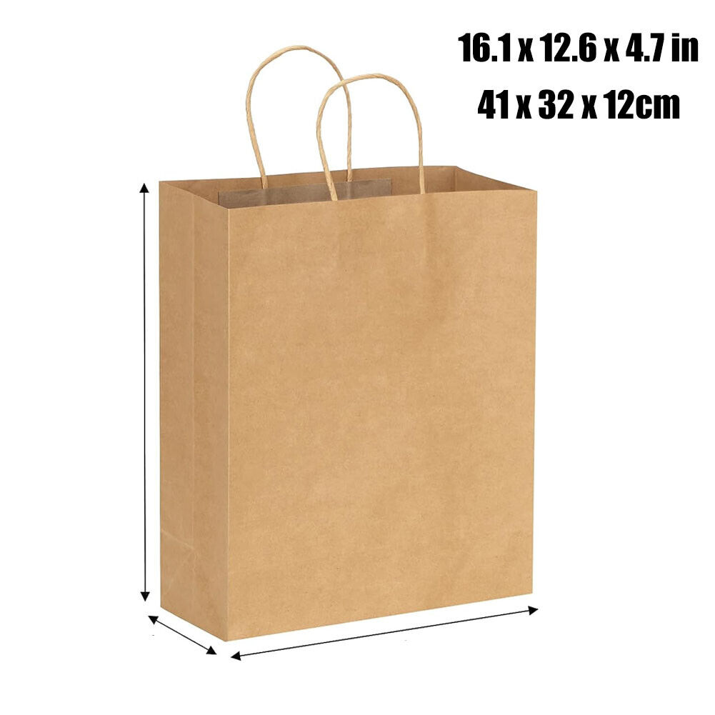 50/200PCS Paper Gift Bags Brown Kraft bag with Handles Bulk Retail Shopping Bags
