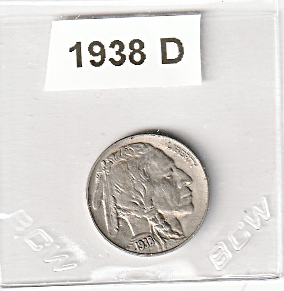 1938-D Buffalo Nickel ~ Almost Uncirculated+ (AU+) Better Date #124