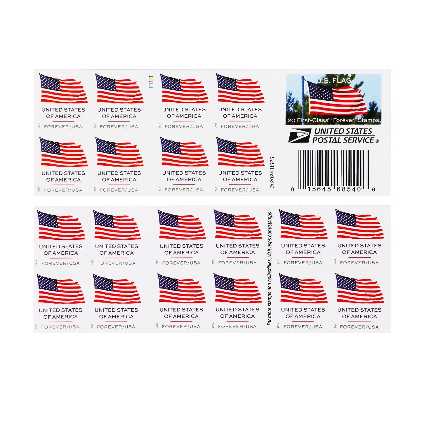 USPS U.S. FLAG BOOKLET OF 20 FIRST CLASS LETTER STAMPS USPS U.S. FLAG BOOKLET OF 20 FIRST CLASS LETTER STAMPS