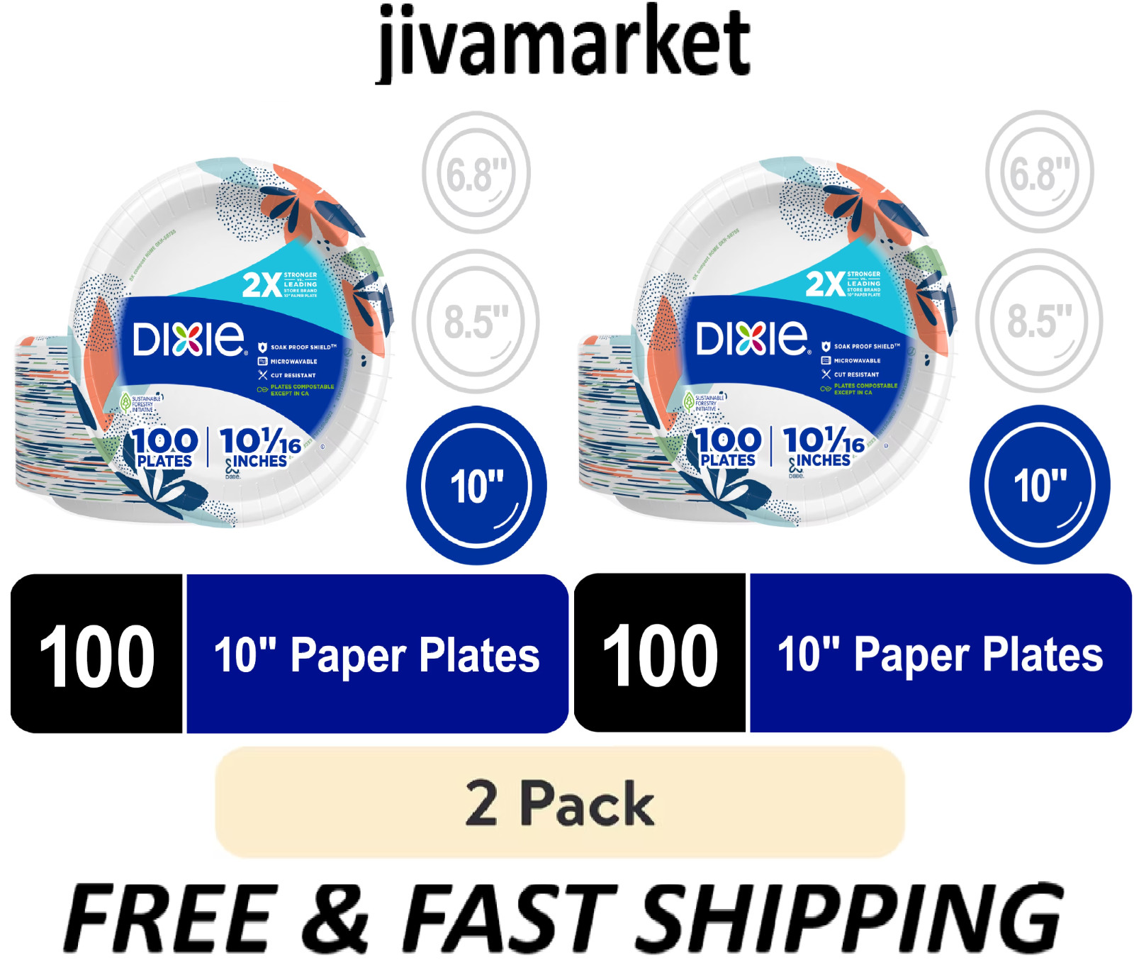Dixie Disposable Paper Plates, 10