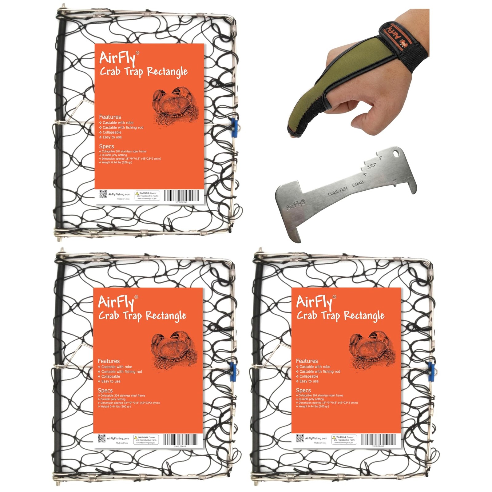 AirFly Foldable Castable Crab Trap - Crab Hawk & Crab Jaw Star Trap with Bait Cl