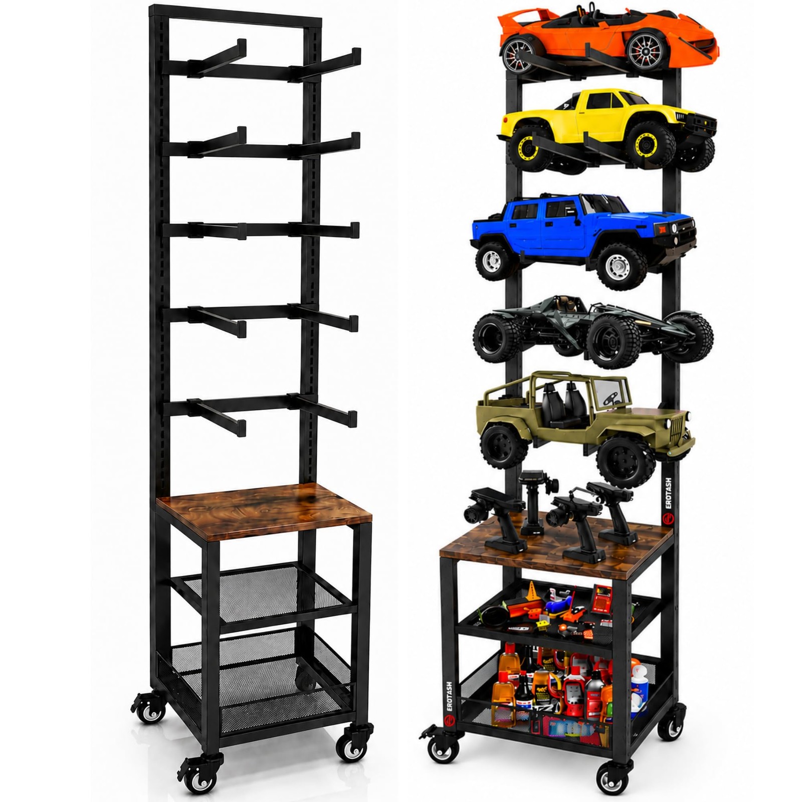 EROTASH RC Car Stand, Adjustable RC Car Storage Rack, Heavy Duty Shelf for Re...