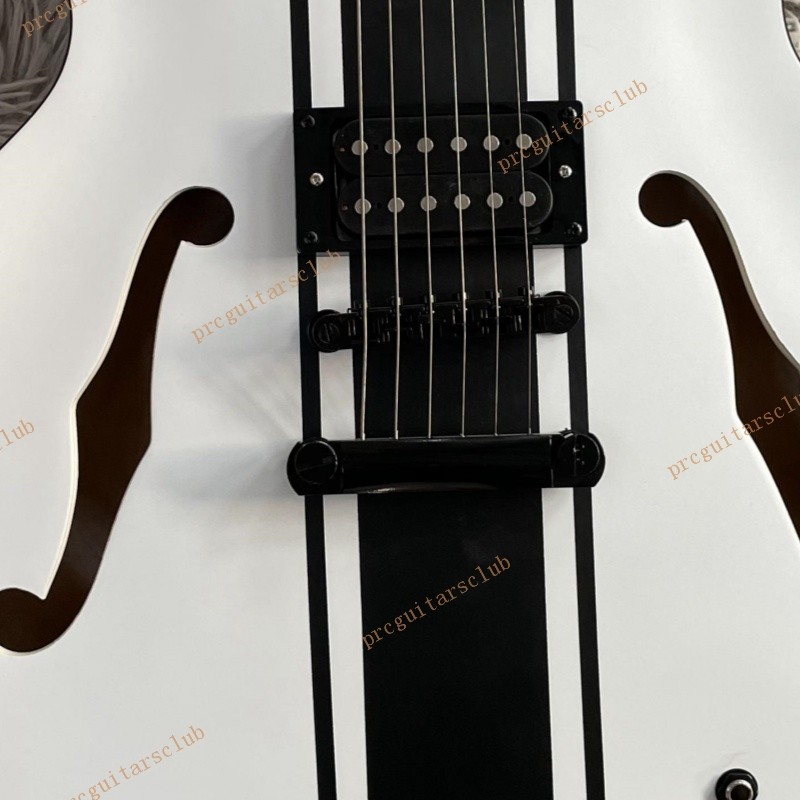 Semi-Hollow Body Electric Guitar H Pickups Fixed Bridge H Pickups Black Part