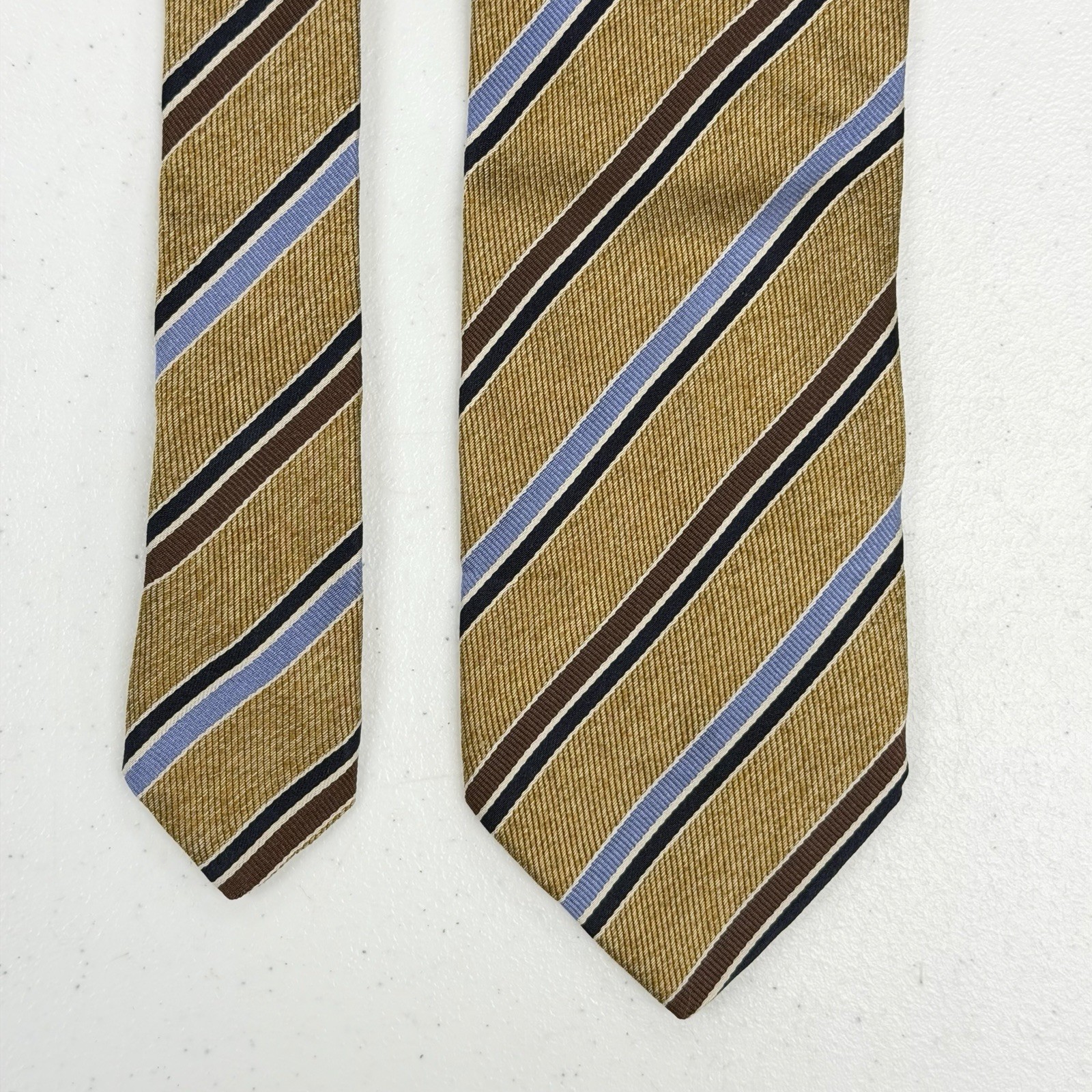 New Villa Bolgheri Italy Men\'s Brown Striped 100% Silk Tie NTW Rare