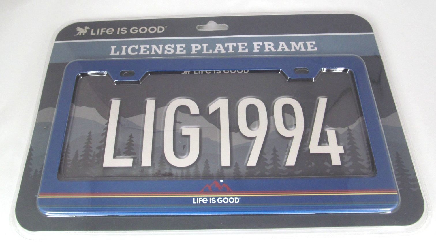 LIFE IS GOOD New Blue Stainless Steel License Plate Frame P/N AA0114-NVA