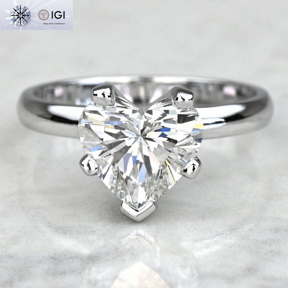IGI 2.50Ct F VS1 Heart Cut Lab Grown Diamond Engagement Ring Solid 950 Platinum