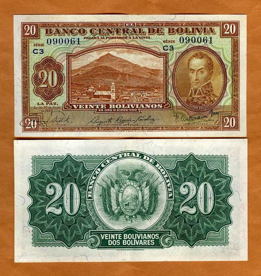 Bolivia, 20 Bolivanos, L. 1928, P-131, XF+ -  aUNC