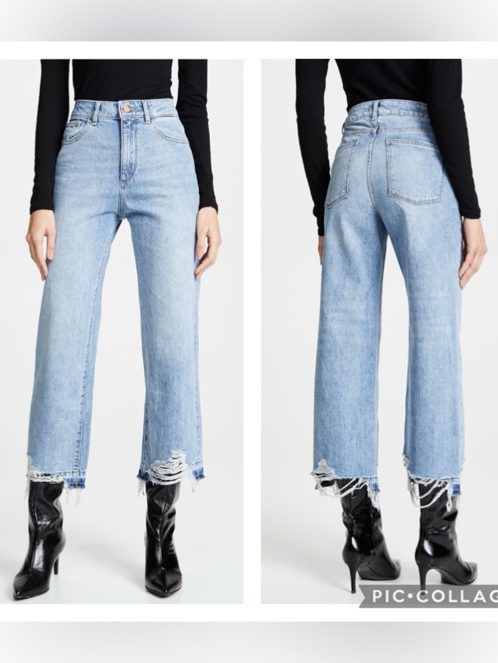 EUC DL1961 Hepburn Distressed High Rise Wide Leg Jeans in Slate