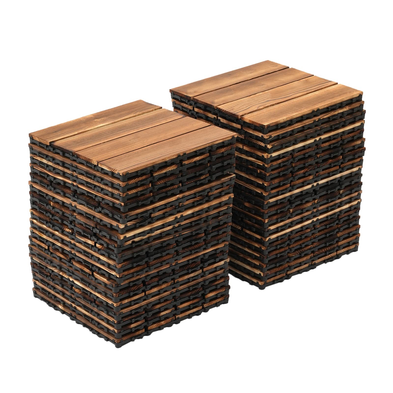 36Pcs Hardwood Interlocking Patio Deck Tiles Wood Flooring DIY Outdoor 12\'\'x12\'\'