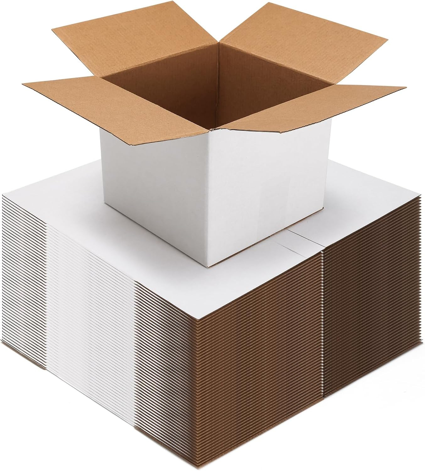 5X5X5 White Shipping Boxes Set of 50, White Corrugated Cardboard Boxes for Small