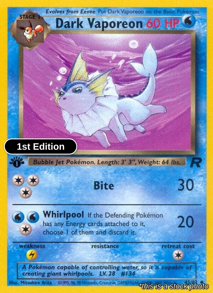 Dark Vaporeon 1st Edition 45/82 TR Pokemon MP