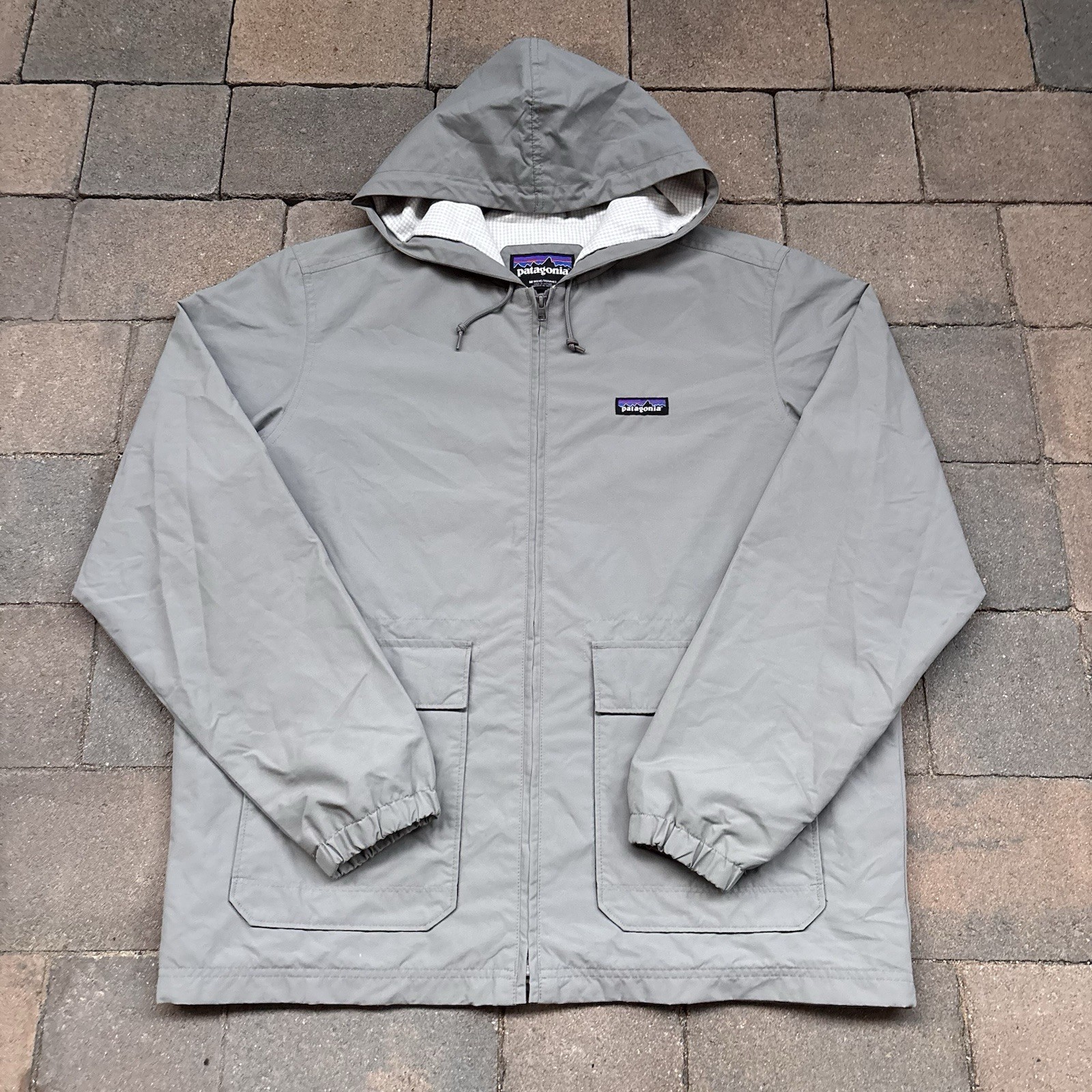 Patagonia Baggies Jacket Men’s Medium Gray Hooded Full Zip Lined Windbreaker