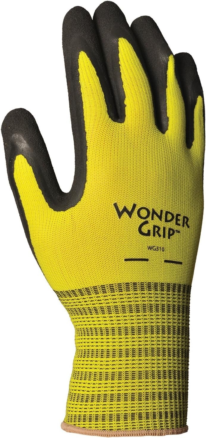 Wonder Grip WG310S Extra Grip Seamless Knit Work Gloves, Double-Coated Black Lat Wonder Grip WG310S Extra Grip Seamless Knit Work Gloves, Double-Coated Black Lat