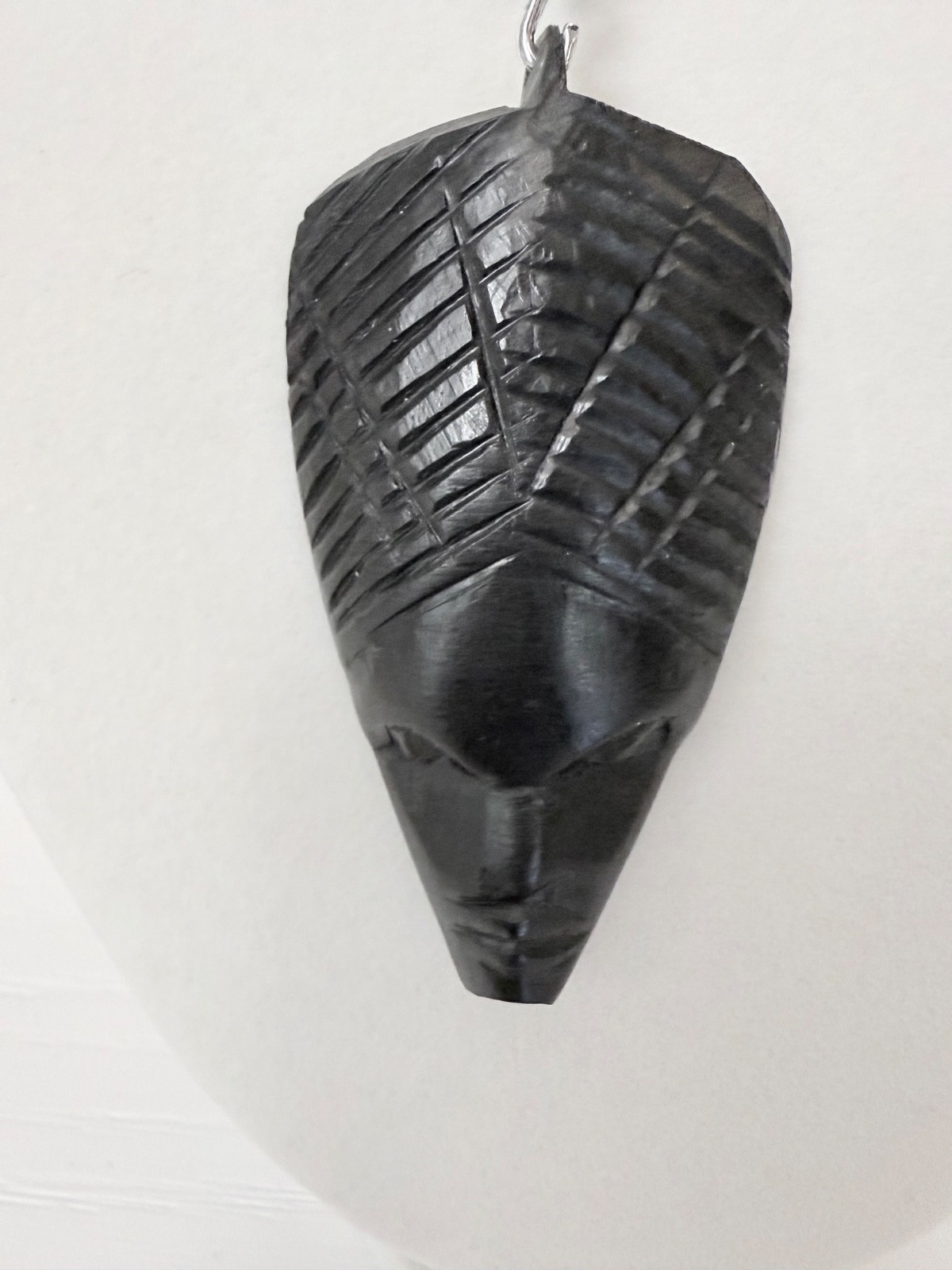 Vintage Hand Carved Black Wood AfricanStyle Mask Pendant Necklace Artisan Tribal