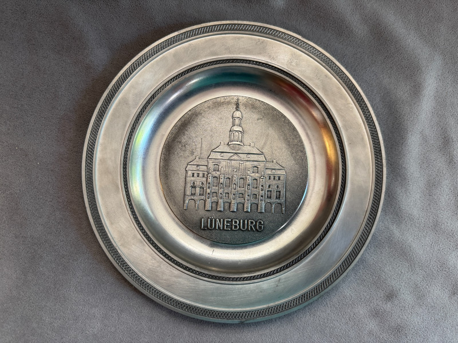Vintage Luneburg Souvenir Wall Pewter Plate