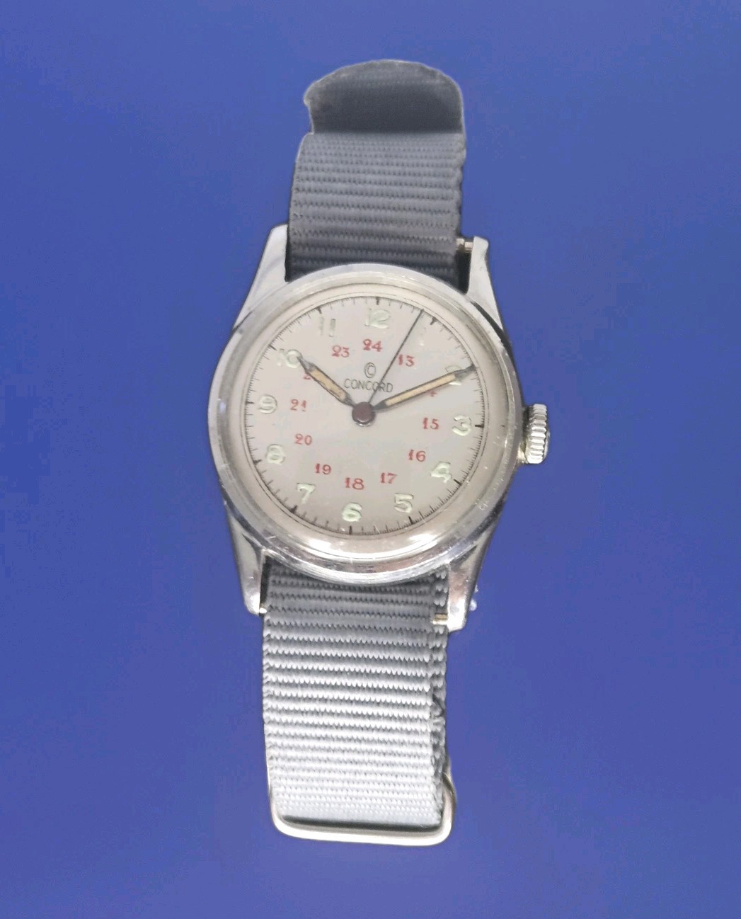 Vintage CONCORD 17 Jewel Military Style Watch Runs Sweep Second 12/24 Nato Band Vintage CONCORD 17 Jewel Military Style Watch Runs Sweep Second 12/24 Nato Band