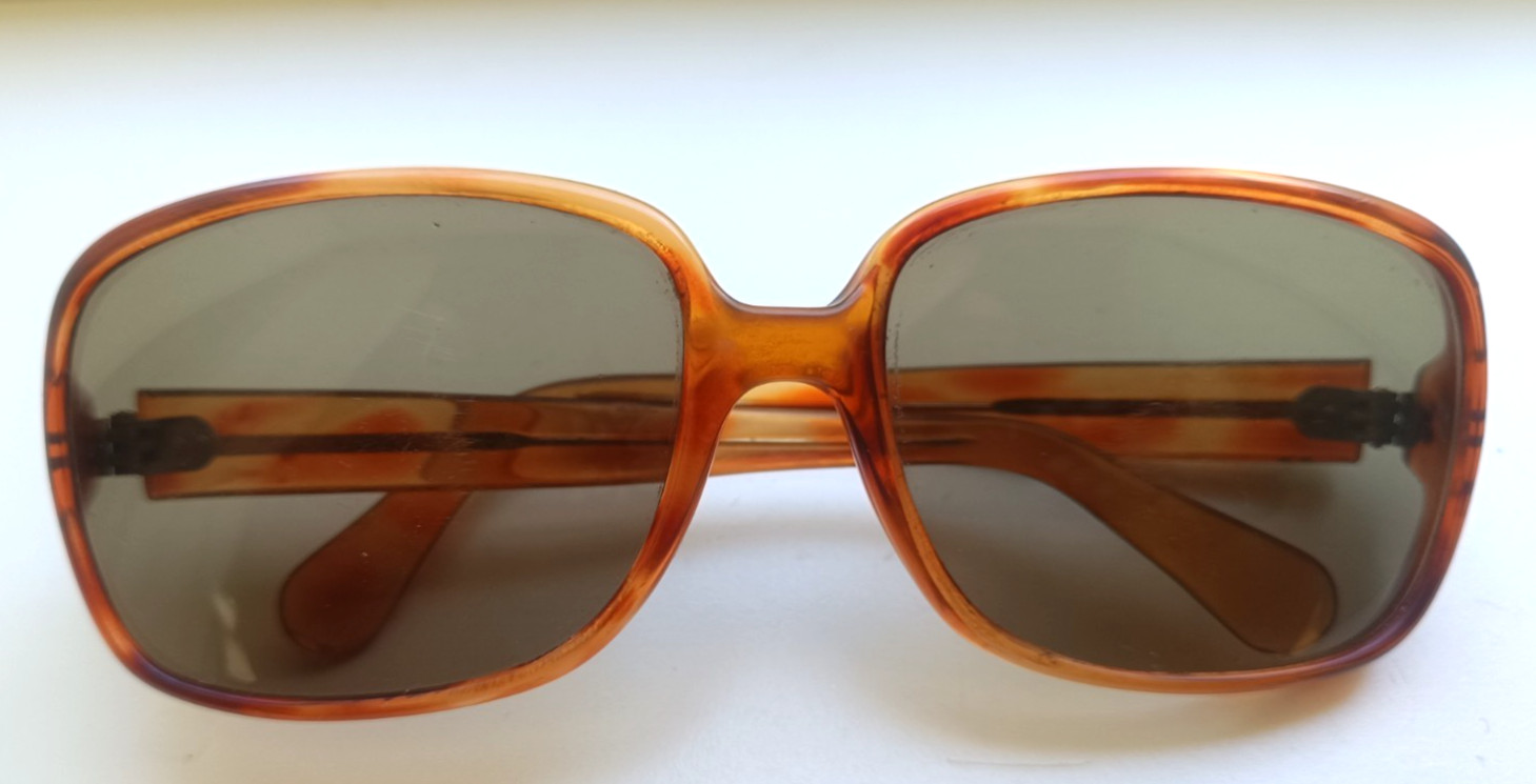 Rare Vintage 1970s Sol-Amor Sunglasses Made in France Oversized Amber Acetate