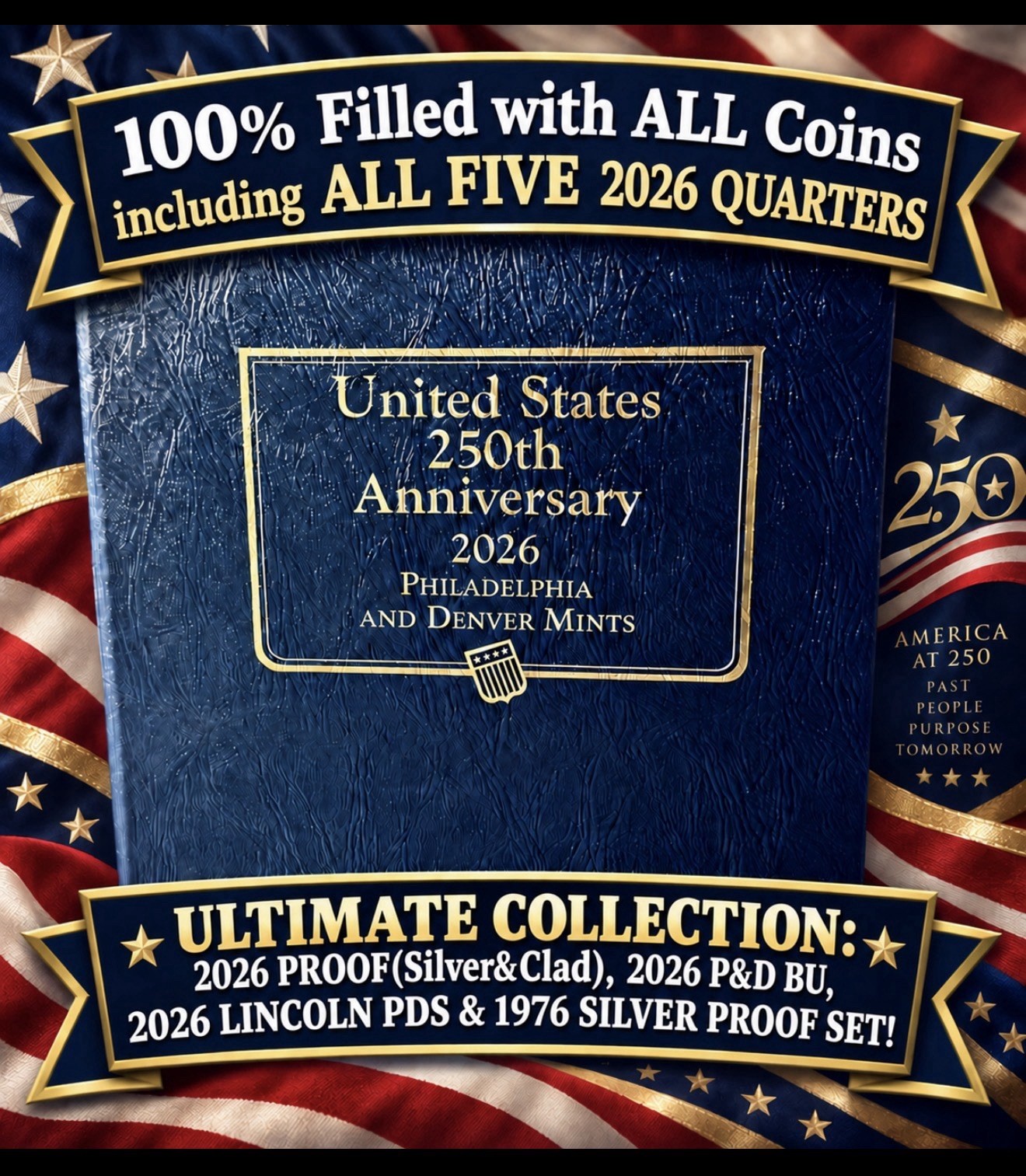 2026 US 250TH ANNIVERSARY ULTIMATE COLLECTION= PROOF/BU, LINCOLN PDS **PRESALE**