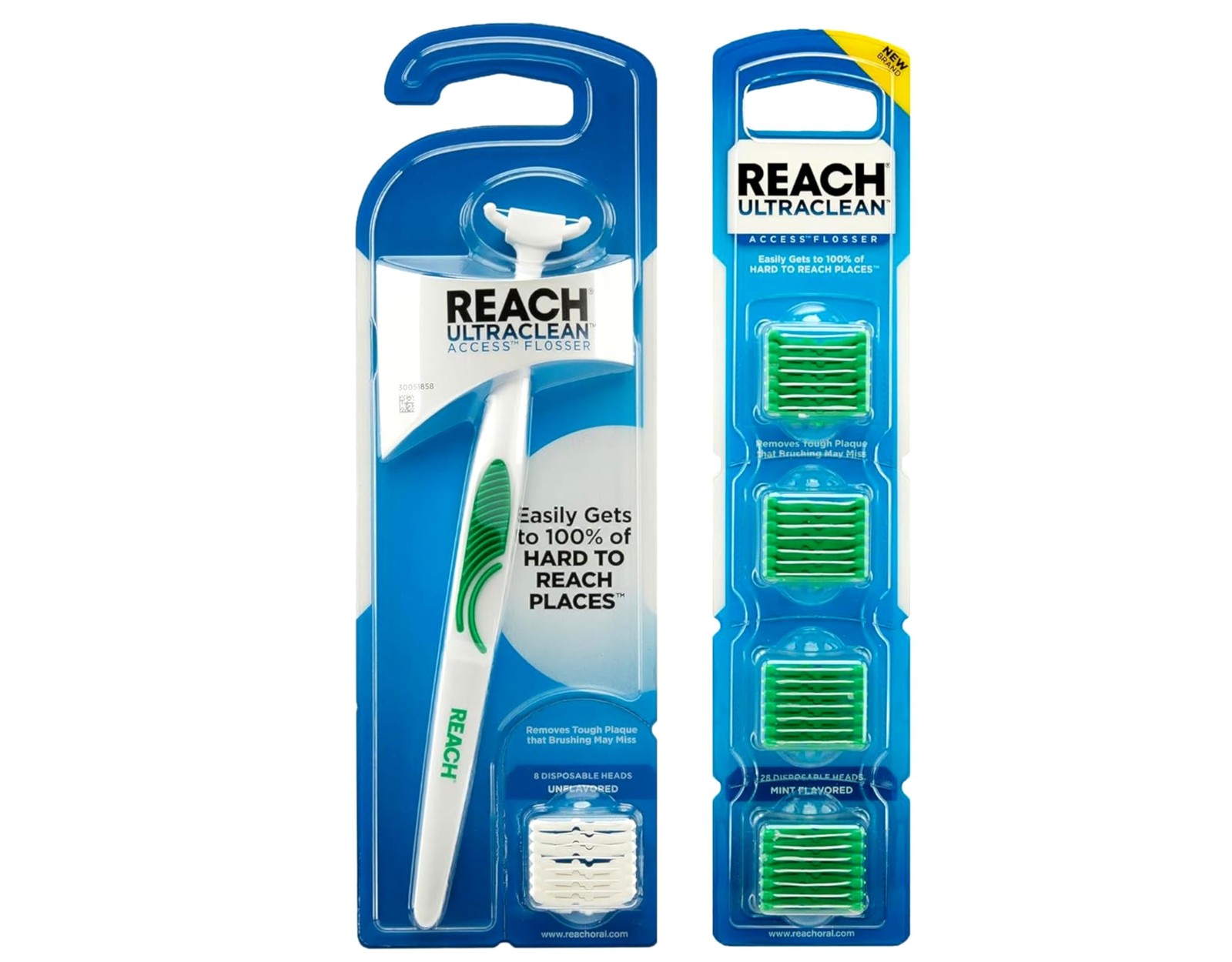 REACH Ultraclean Access Snap-On Flosser & Flosser Refill Head 28 ea, Pack for