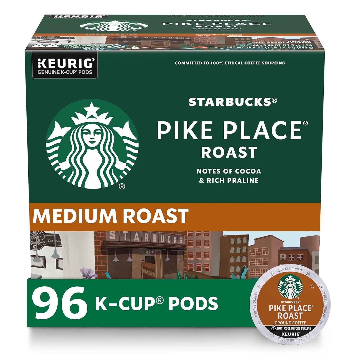Starbucks Pike Place K-Cups, Medium Roast 96 Pods 100% Arabica 2-4 Day Delivery