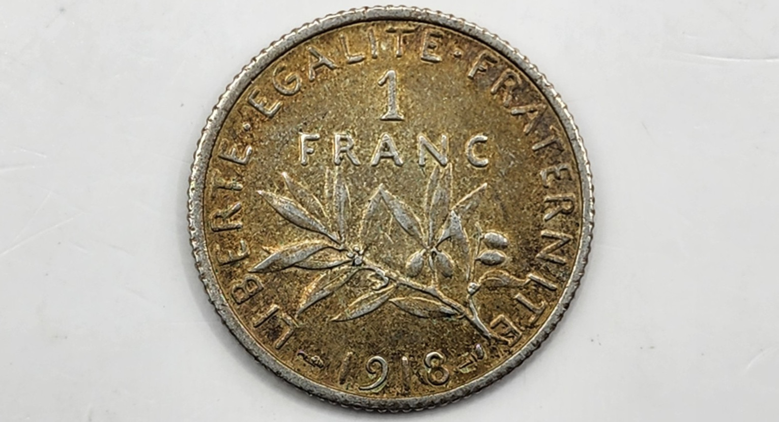 1918 France 1 Franc Silver Coin - KM#844.1 1918 France 1 Franc Silver Coin - KM#844.1
