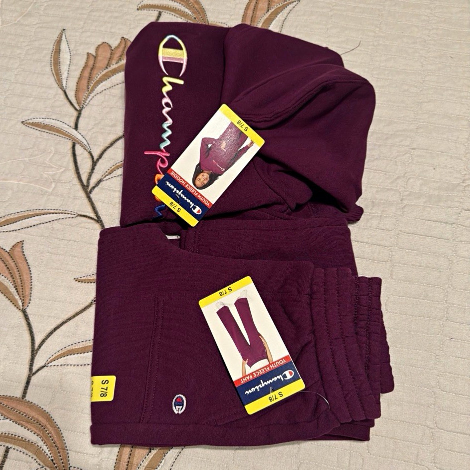 Champion Teens Purple 2-Piece Fleece Sweatsuit Hooded Hoodie & Pants 10