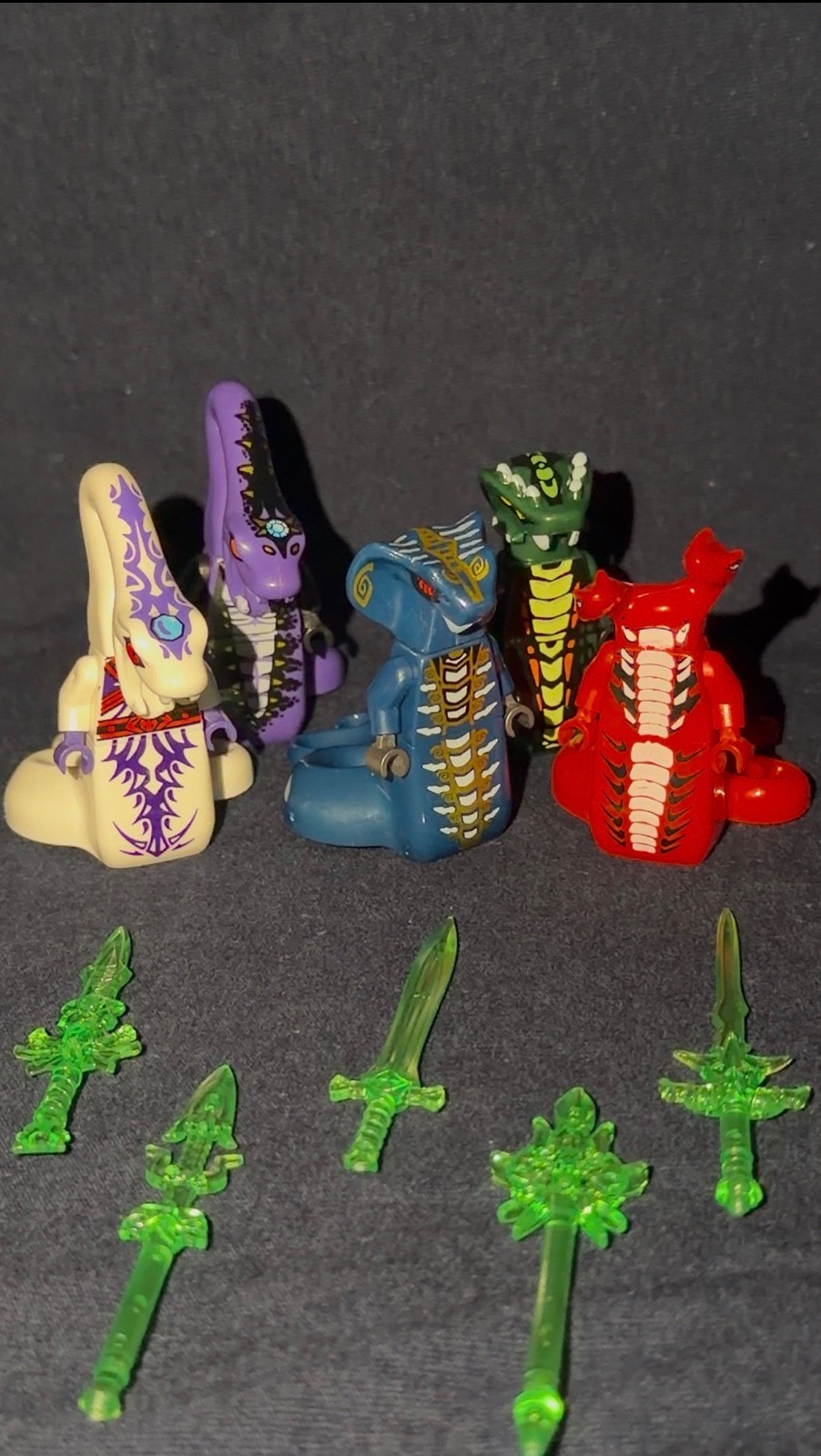 Custom LEGO Ninjago Snake Figures Lot with Swords in great condition
