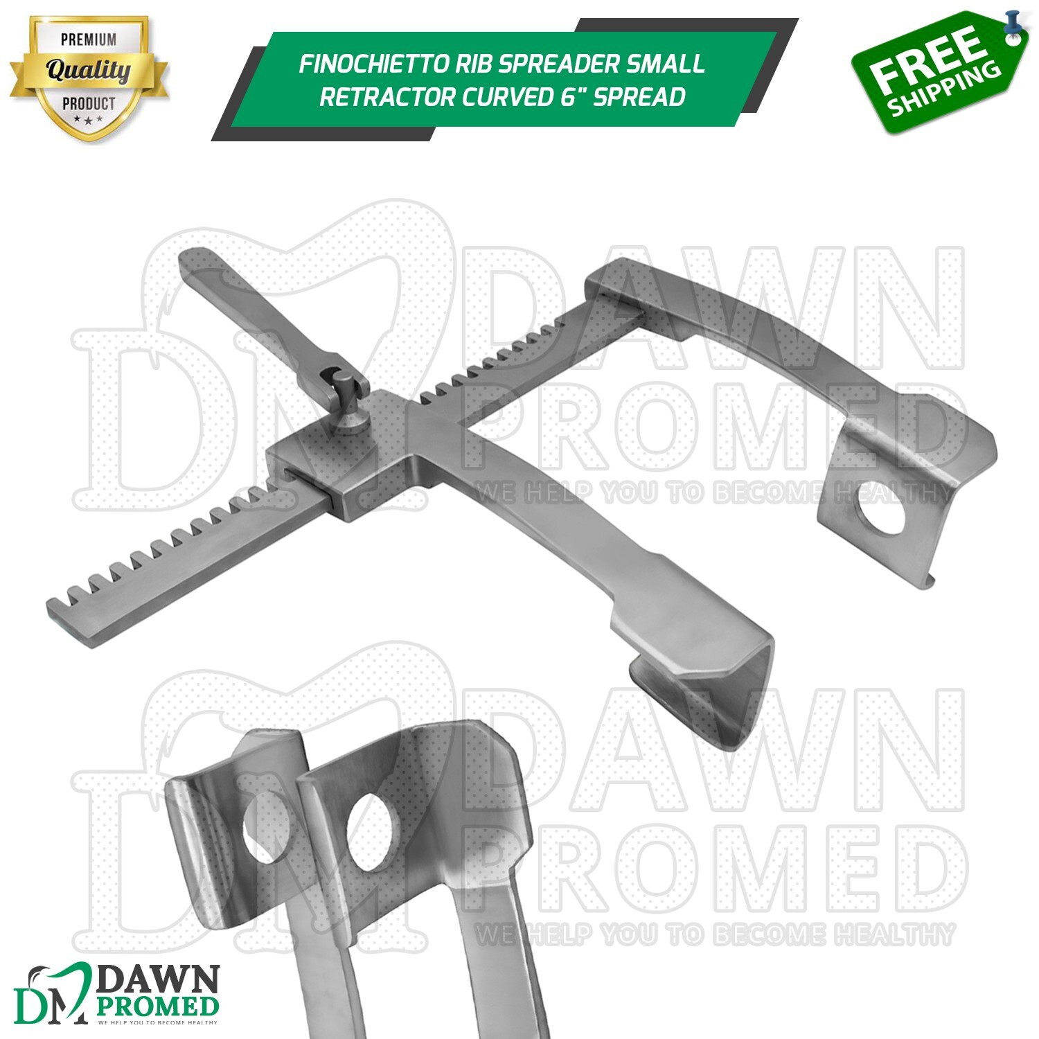 Finochietto Rib Spreader Small Retractor Curved 1-3/4