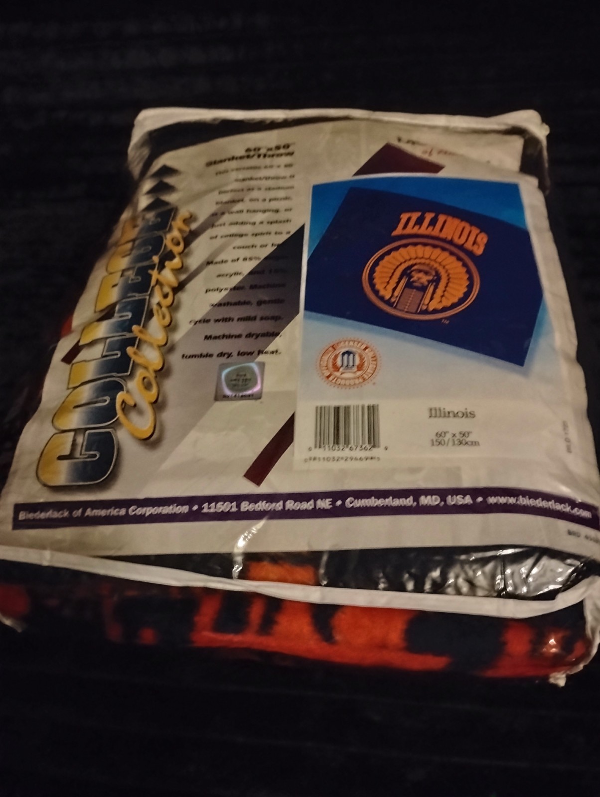 NEW BIEDERLACK chief illiniwek u of I BLANKET VINTAGE 70”x80” Illinois NEW BIEDERLACK chief illiniwek u of I BLANKET VINTAGE 70”x80” Illinois
