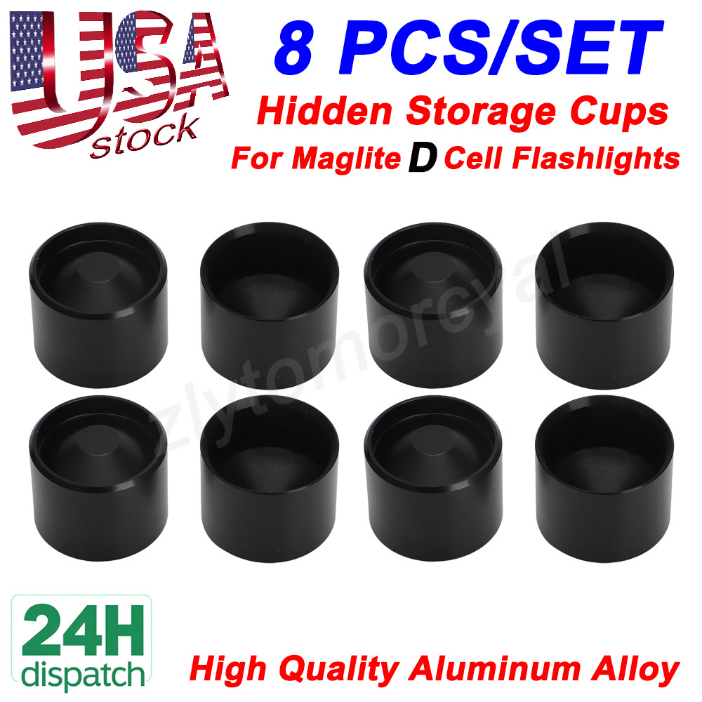 For Maglite D Cell Dry Storage Hidden Cups , Anodized Aluminum Non Freeze Plugs