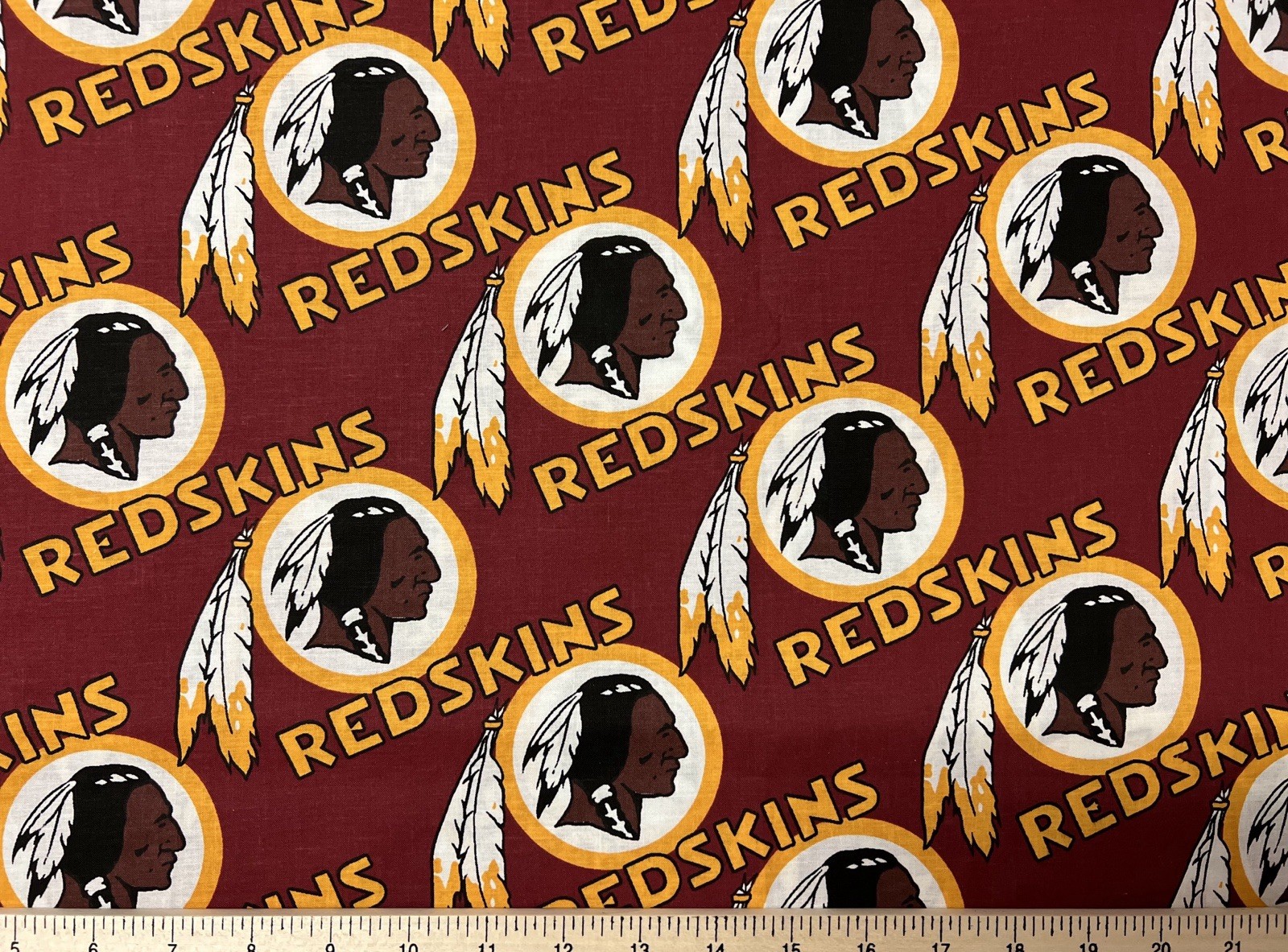 WASHINGTON REDSKINS 1994 VINTAGE NFL Football, 100% Cotton Fabric, (9”x58”) New