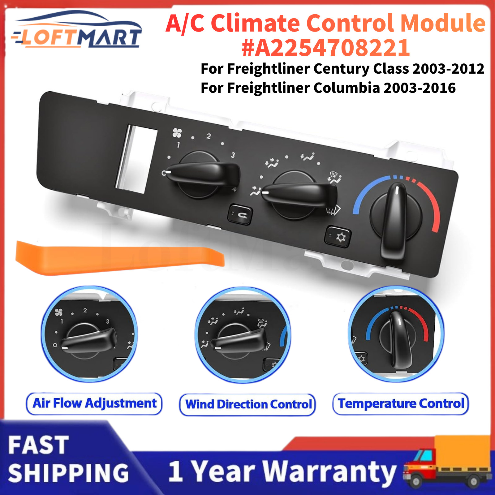 A/C HVAC Temp Control Panel For Freightliner CENTURY CLASS 2003-2012 A2254708221