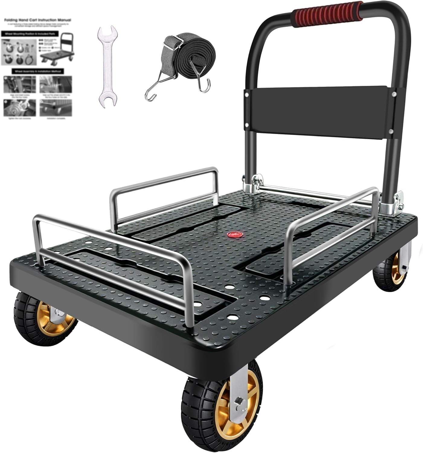 Folding Hand Truck ,Platform Truck Cart ,1300 Lbs Heavy Duty Utility Dolly Cart