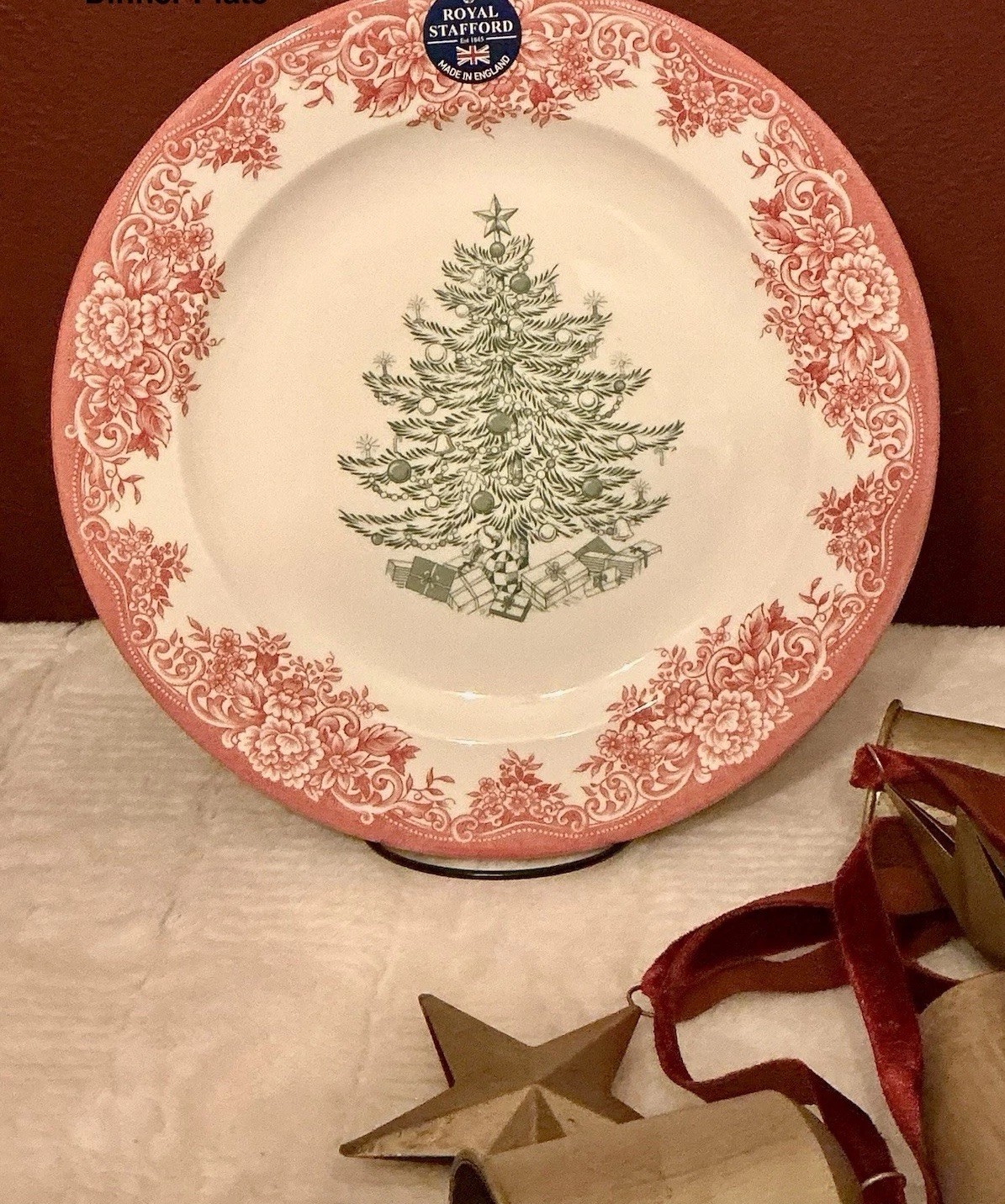 Royal Stafford Christmas Tree Red and Green Dinner Plate 11” Royal Stafford Christmas Tree Red and Green Dinner Plate 11”