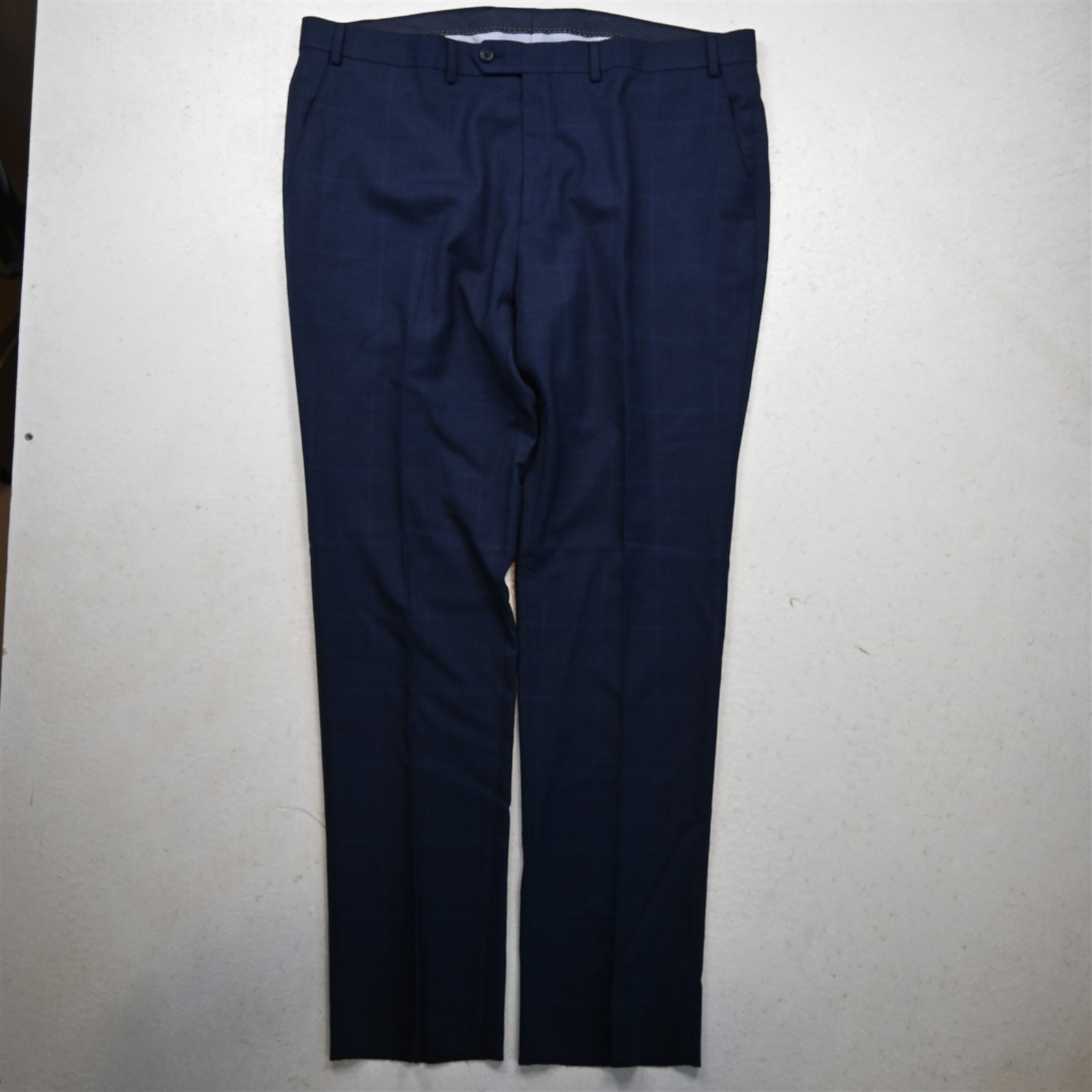 NEW Hickey Freeman 40x34 Blue Glenn Check 100% Wool Havana Straight Dress Pants