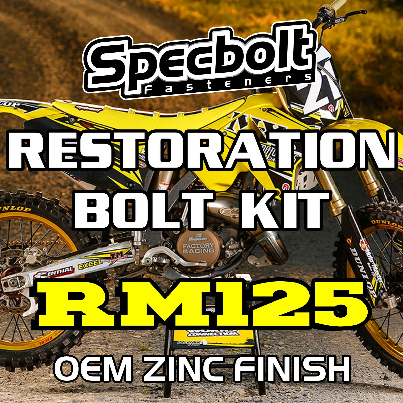 RM125 Restoration Bolt Kit For Suzuki RM 125 81-07 Specbolt OEM Zinc Finish