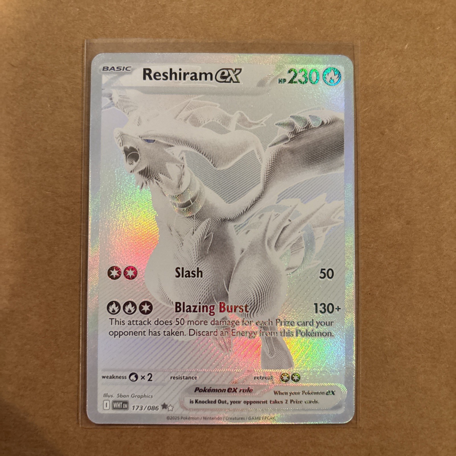 Pokemon WHITE Reshiram EX 173/086 Black White Rare White Flare 🔥