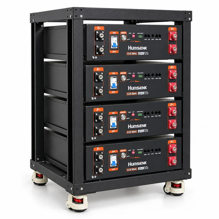 20.48kWh 4Pack 48V 100AH LiFePO4 3U Server Rack Battery + 4-Layer Rack Cabinet