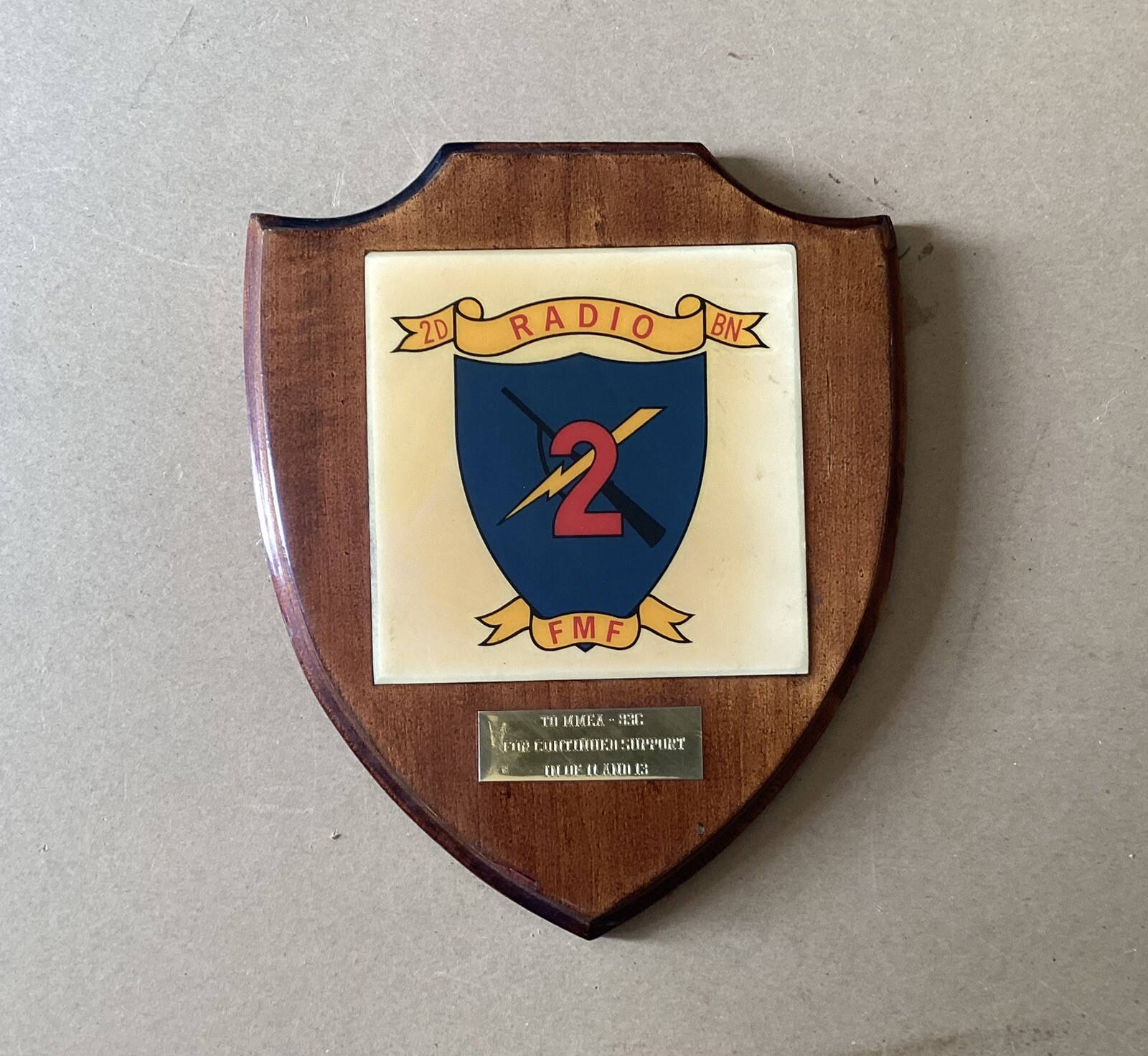 VTG US Marine Corps 2D Radio Battalion FMF (Fleet Marine Force) Plaque To MMEA