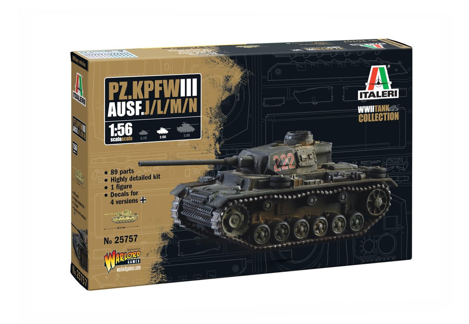 Italeri 25757 Pz.Kpfw. III Ausf. J/L/M/N, standing model building, crafts, hobby
