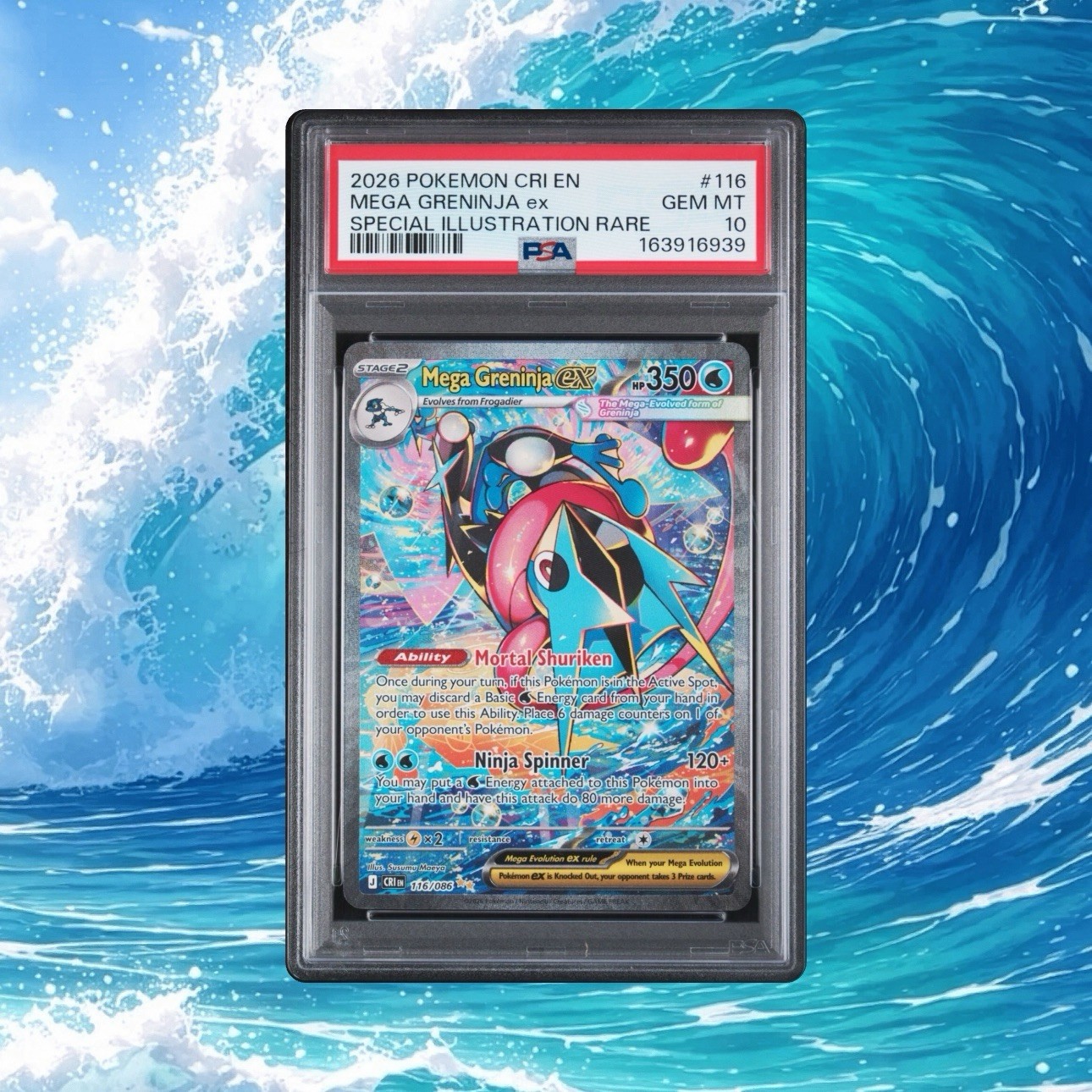2026 POKEMON CHAOS RISING ILLUSTRATION RARE #116 MEGA GRENINJA EX PSA 10