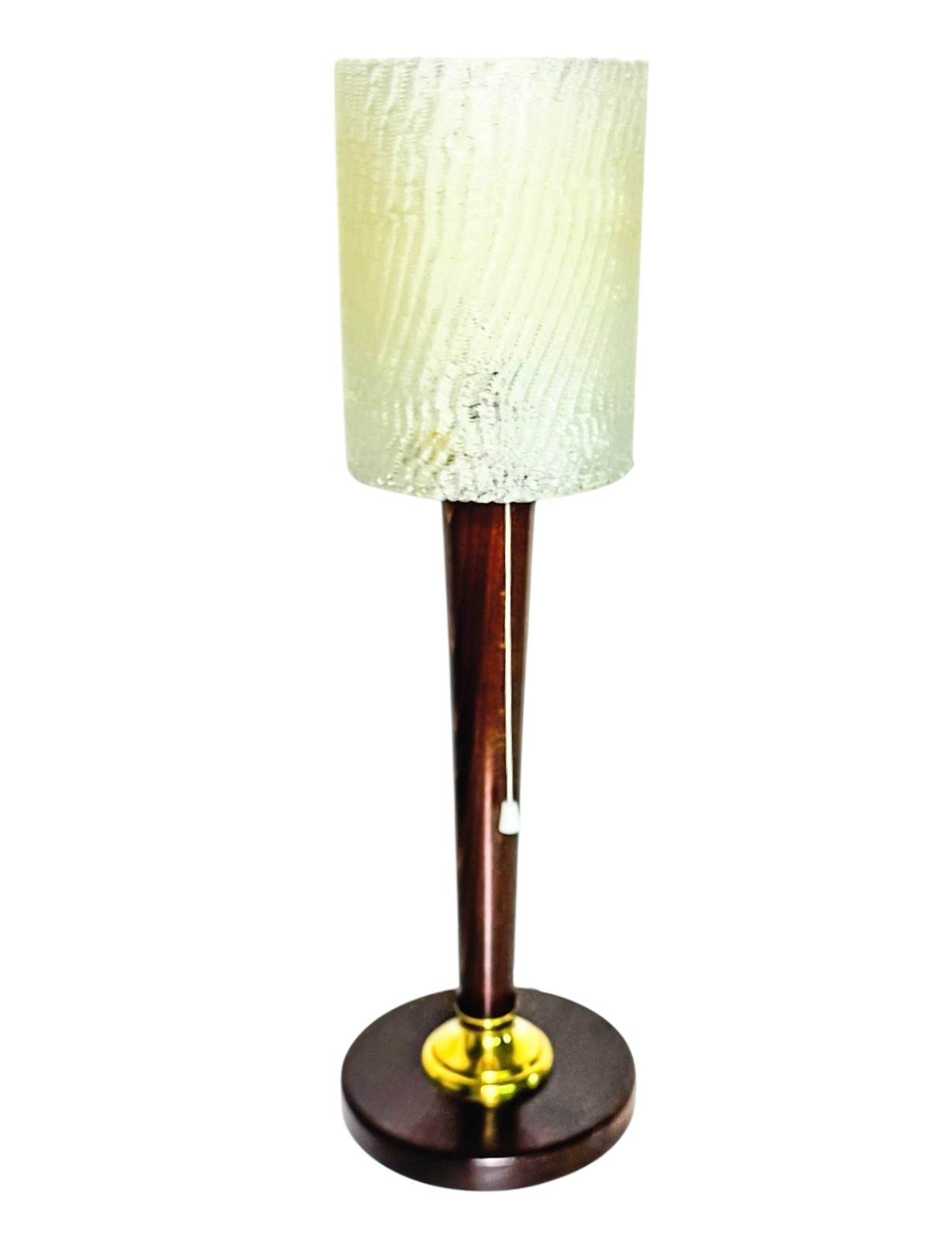 Vintage French Desk Lamp 1960s Wood Brass Textured Plexiglass Shade