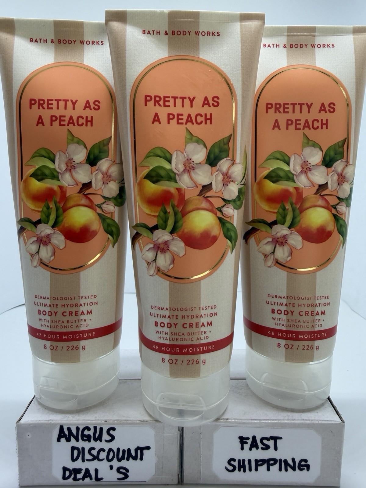 Bath & Body Works 3 PCS , PRETTY AS A PEACH ULTIMATE HYDRATION, BODY CREAM, 8OZ