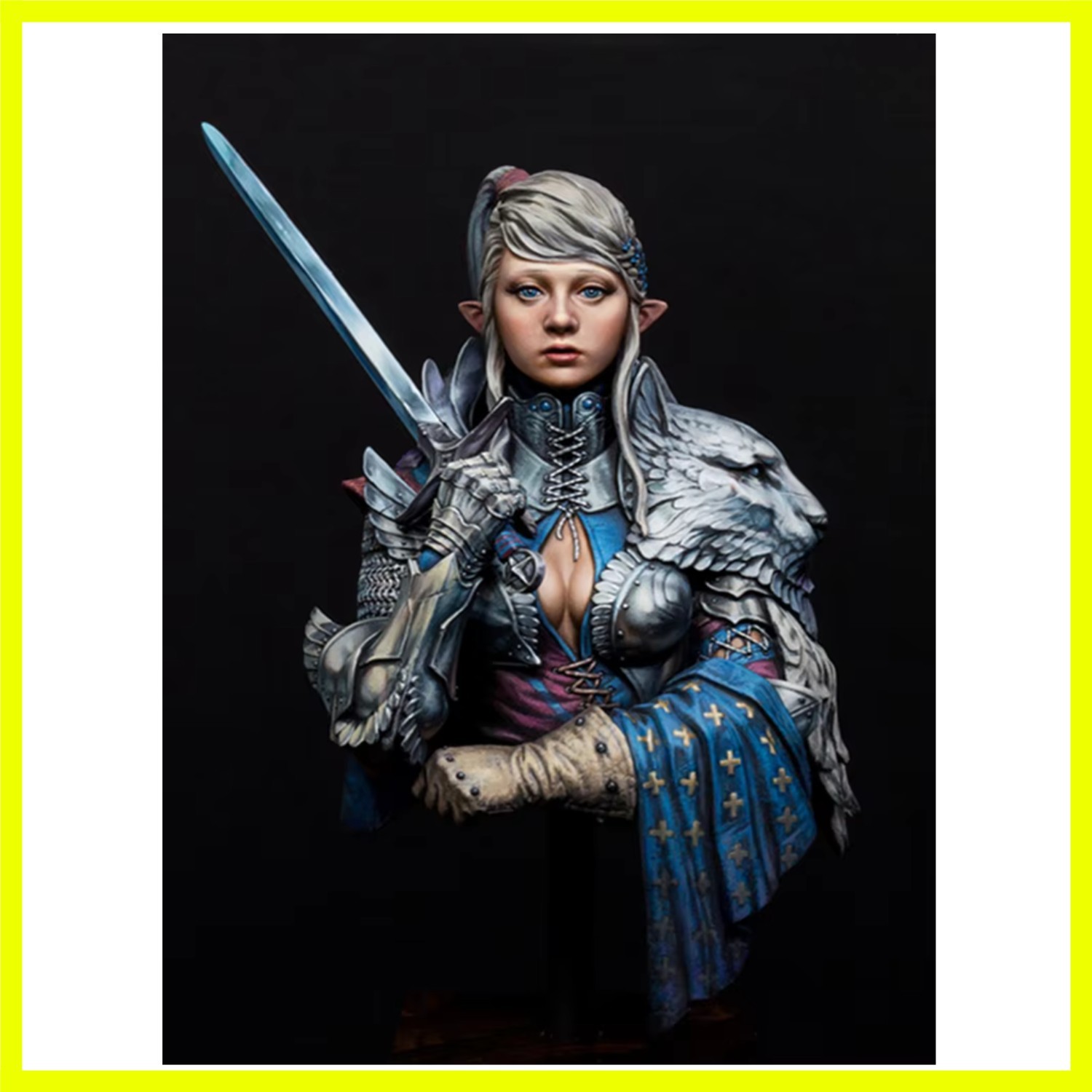 Unassambled 1/10 ancient fantasy woman warrior bust Resin figure miniature mo...