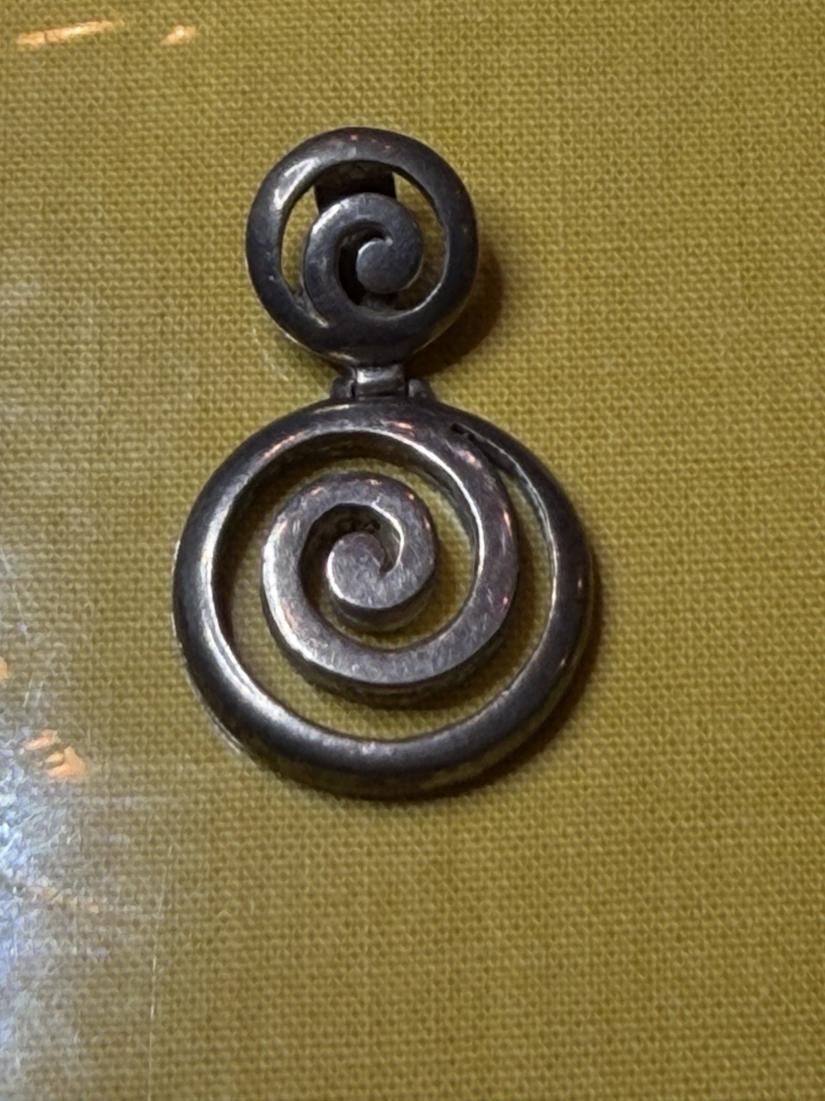Vintage Artisan Sterling Silver Greek Spiral Pendant Signed 
