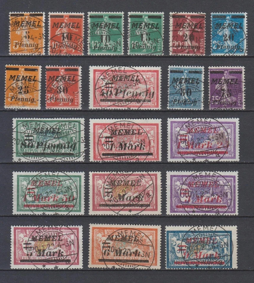 + GERMANY FRANCE WWI MEMEL KLAIPEDA 1922. Mi. # 52-71 COMPLETE SET USED