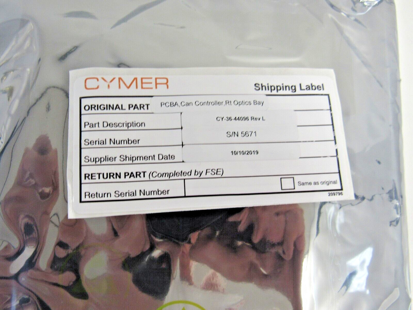 Cymer CY-36-44096-L PCBA, Can Controller, Rt Optics Bay  13-4